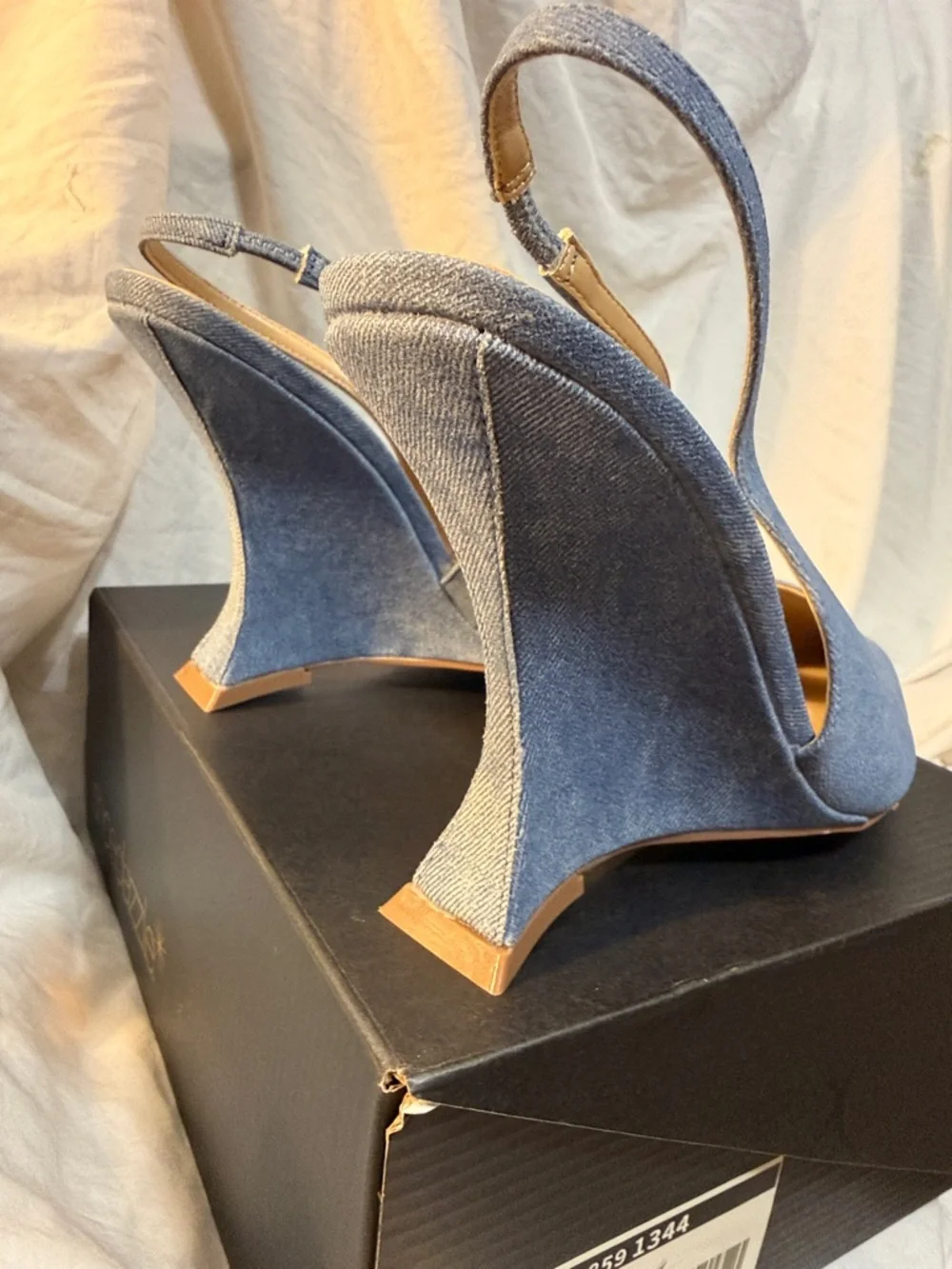 Blue Slingback Wedge Pumps - Women's Fashion Heel